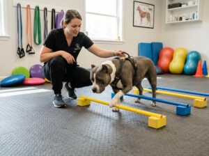 American Bully in supervised rehabilitation