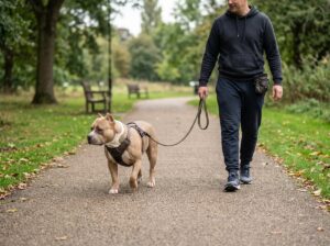 American Bully on a controlled walk